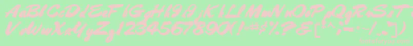 Шрифт Bestshottext56Bold – розовые шрифты на зелёном фоне