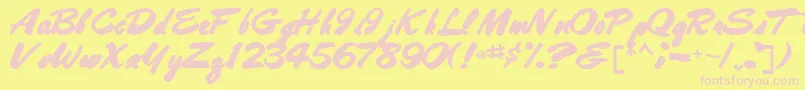 Bestshottext56Bold Font – Pink Fonts on Yellow Background