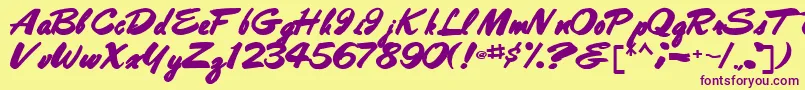 Czcionka Bestshottext56Bold – fioletowe czcionki na żółtym tle