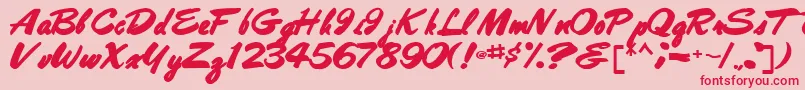 フォントBestshottext56Bold – ピンクの背景に赤い文字