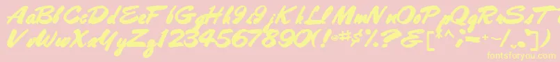 Bestshottext56Bold-Schriftart – Gelbe Schriften auf rosa Hintergrund