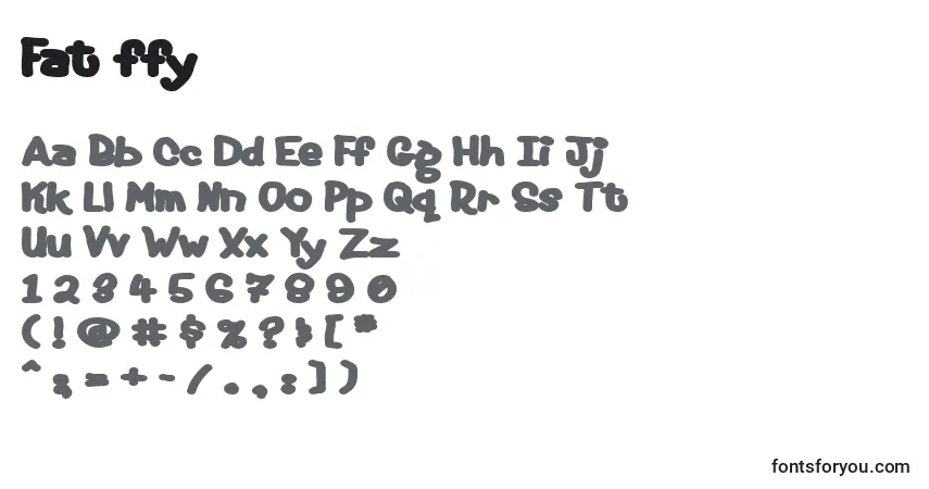 Czcionka Fat ffy – alfabet, cyfry, specjalne znaki