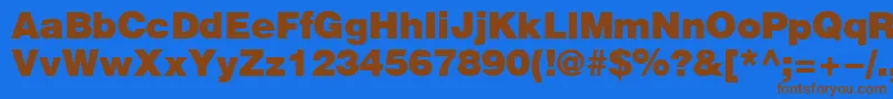 HeliosBlack Font – Brown Fonts on Blue Background
