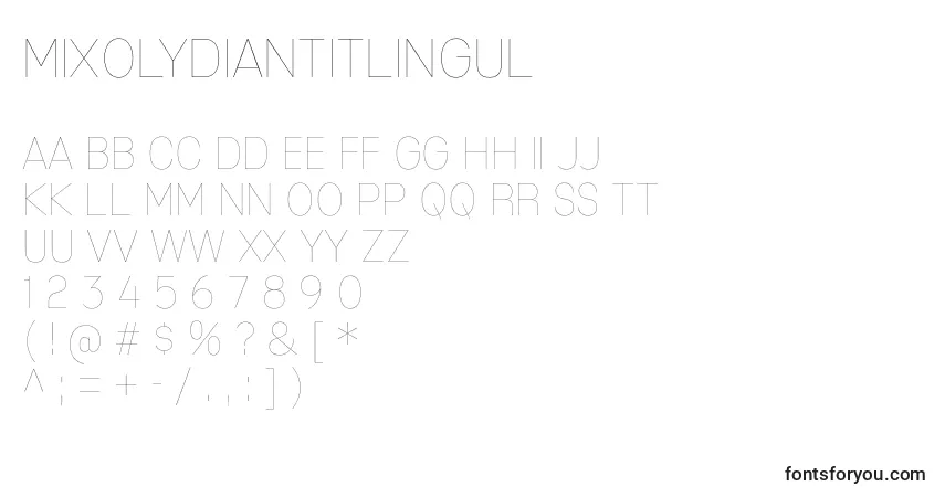 Schriftart MixolydianTitlingUl – Alphabet, Zahlen, spezielle Symbole