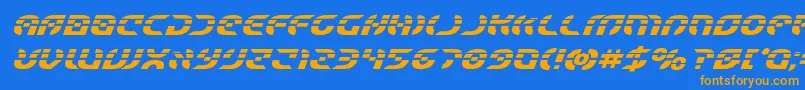 Starfighterlaserboldital Font – Orange Fonts on Blue Background