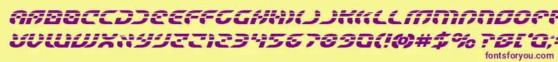 Starfighterlaserboldital Font – Purple Fonts on Yellow Background