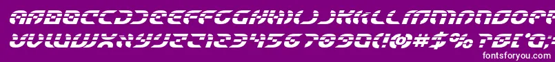 フォントStarfighterlaserboldital – 紫の背景に白い文字