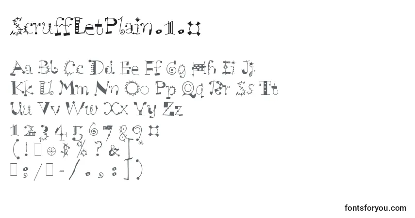 A fonte ScruffLetPlain.1.0 – alfabeto, números, caracteres especiais