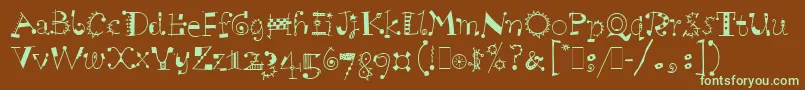 ScruffLetPlain.1.0-fontti – vihreät fontit ruskealla taustalla