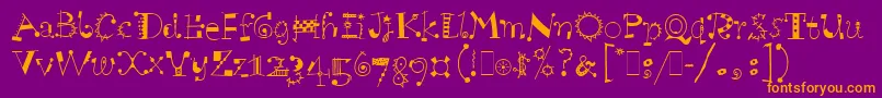 フォントScruffLetPlain.1.0 – 紫色の背景にオレンジのフォント