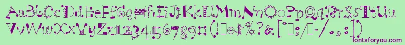 フォントScruffLetPlain.1.0 – 緑の背景に紫のフォント