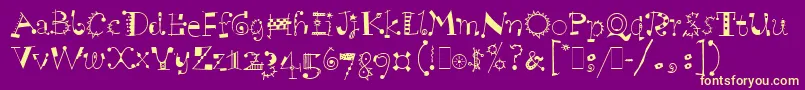 ScruffLetPlain.1.0-fontti – keltaiset fontit violetilla taustalla