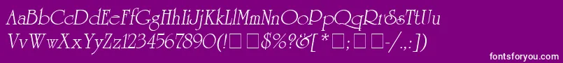 UniversityItalicMedium Font – White Fonts on Purple Background