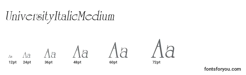Размеры шрифта UniversityItalicMedium