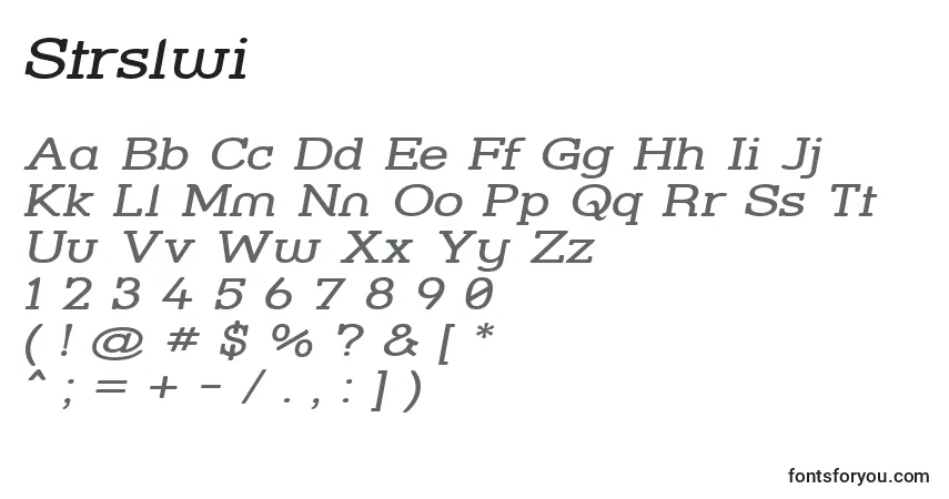A fonte Strslwi – alfabeto, números, caracteres especiais