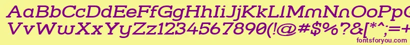 Strslwi-Schriftart – Violette Schriften auf gelbem Hintergrund