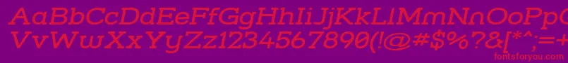 Strslwi-Schriftart – Rote Schriften auf violettem Hintergrund