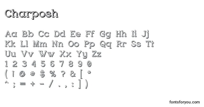 Czcionka Charposh – alfabet, cyfry, specjalne znaki