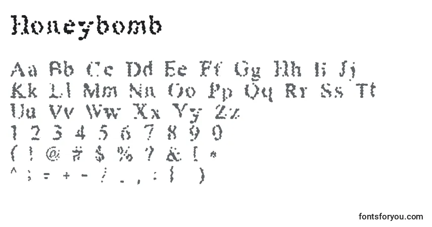 Czcionka Honeybomb – alfabet, cyfry, specjalne znaki