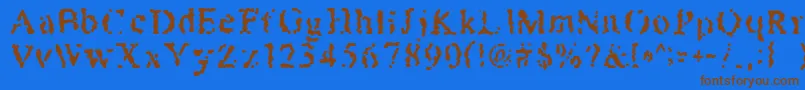 Weitere Informationen zur Honeybomb-Schriftart Honeybomb-Schriftart – Braune Schriften auf blauem Hintergrund