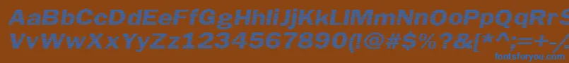 LinearBeam0.5-Schriftart – Blaue Schriften auf braunem Hintergrund