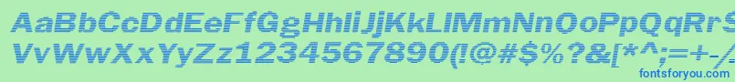 LinearBeam0.5-Schriftart – Blaue Schriften auf grünem Hintergrund