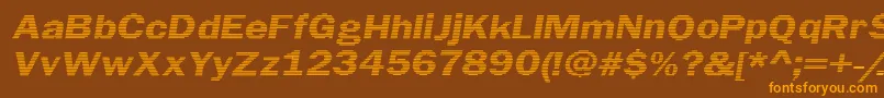 LinearBeam0.5-Schriftart – Orangefarbene Schriften auf braunem Hintergrund