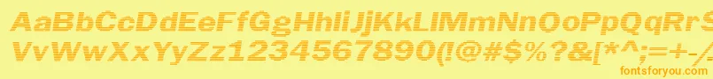 LinearBeam0.5-Schriftart – Orangefarbene Schriften auf gelbem Hintergrund