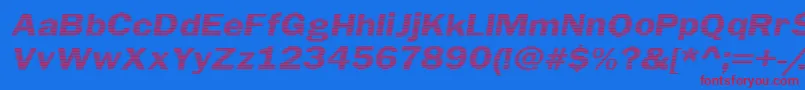 LinearBeam0.5-Schriftart – Rote Schriften auf blauem Hintergrund