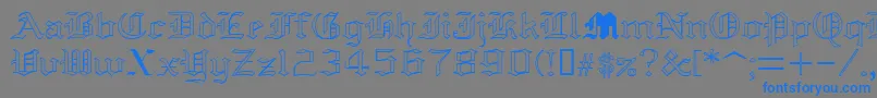 フォントYoldAnglican – 灰色の背景に青い文字