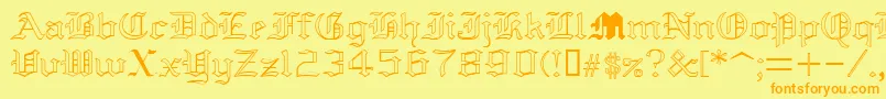 YoldAnglican Font – Orange Fonts on Yellow Background