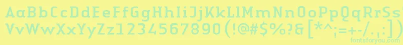 Fonte LinotypeAuthenticSerifRegular – fontes verdes em um fundo amarelo
