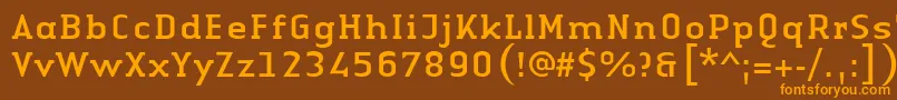 Saiba mais sobre a fonte LinotypeAuthenticSerifRegular Fonte LinotypeAuthenticSerifRegular – fontes laranjas em um fundo marrom