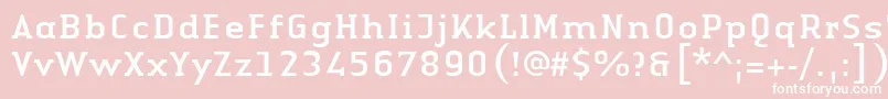 LinotypeAuthenticSerifRegular-fontti – valkoiset fontit vaaleanpunaisella taustalla