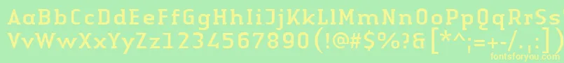 LinotypeAuthenticSerifRegular-fontti – keltaiset fontit vihreällä taustalla