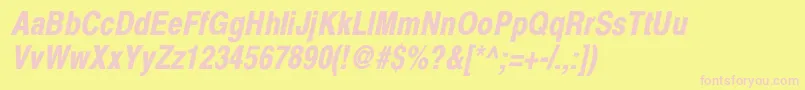 XeroxSansSerifNarrowBoldOblique Font – Pink Fonts on Yellow Background