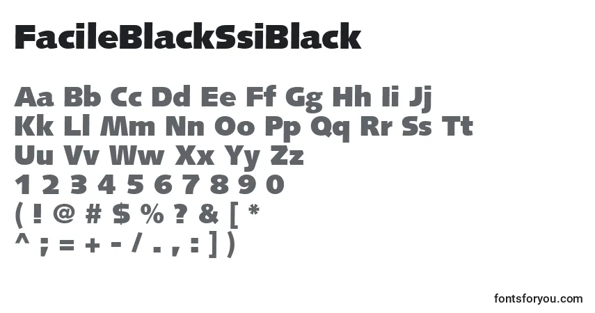 Czcionka FacileBlackSsiBlack – alfabet, cyfry, specjalne znaki