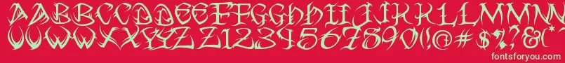 Tribal Font – Green Fonts on Red Background