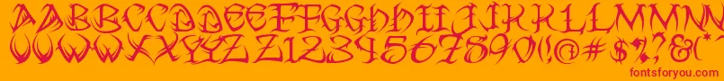 Tribal Font – Red Fonts on Orange Background