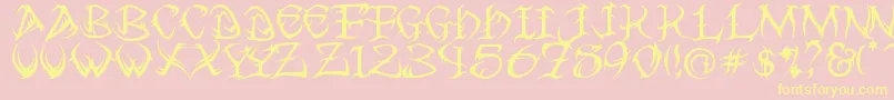 Tribal-Schriftart – Gelbe Schriften auf rosa Hintergrund