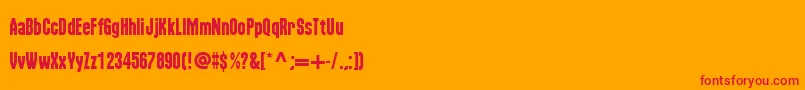 NuWorldTight Font – Red Fonts on Orange Background