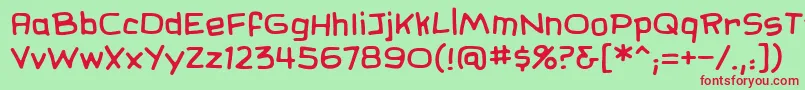 SundaycomicsBb-Schriftart – Rote Schriften auf grünem Hintergrund