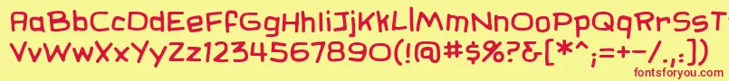SundaycomicsBb-fontti – punaiset fontit keltaisella taustalla