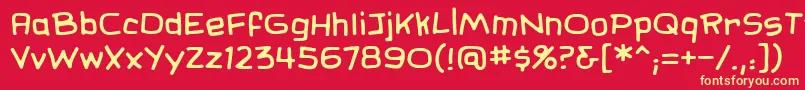 フォントSundaycomicsBb – 黄色の文字、赤い背景