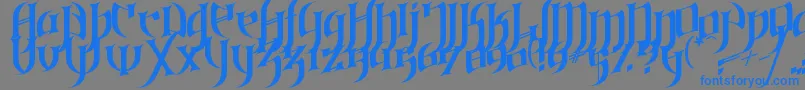 Fonte GothicLoveLetters – fontes azuis em um fundo cinza