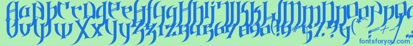 GothicLoveLetters Font – Blue Fonts on Green Background