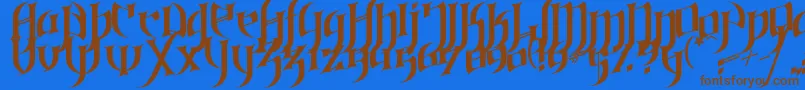 GothicLoveLetters Font – Brown Fonts on Blue Background