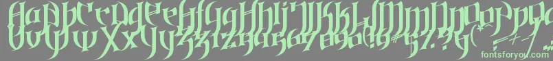 Fonte GothicLoveLetters – fontes verdes em um fundo cinza