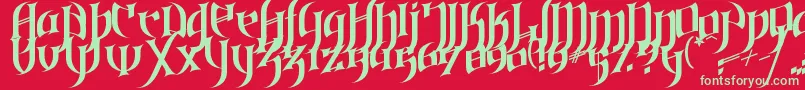 フォントGothicLoveLetters – 赤い背景に緑の文字