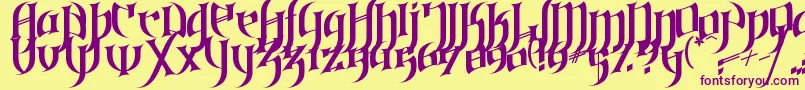 GothicLoveLetters Font – Purple Fonts on Yellow Background